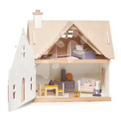 Landhaus Aus Holz Für Die Puppe Cottontail Cottage Tender Leaf Toys 13-teilig Mit Stylischen Retro-Möbeln, Höhe 48 Cm