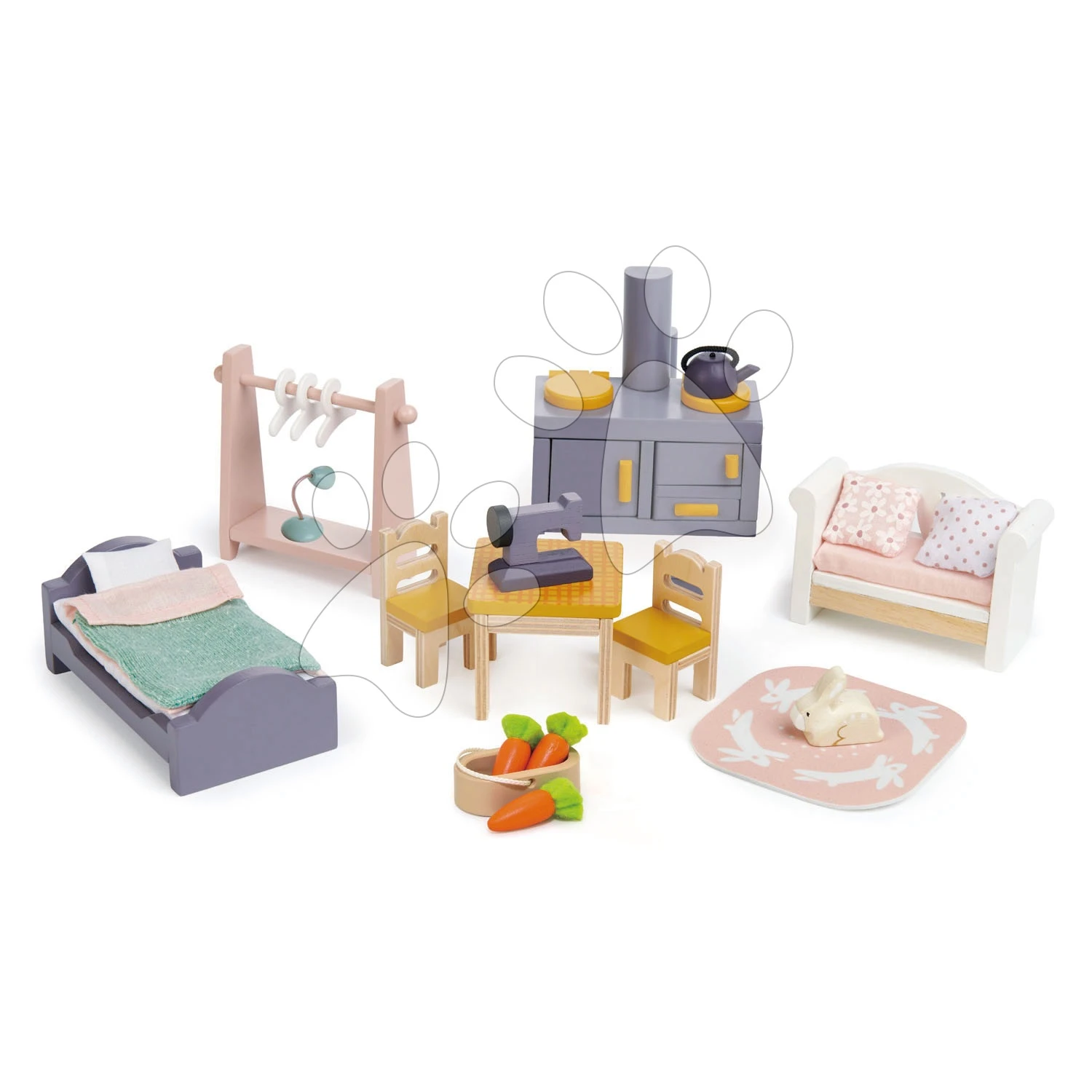 Landhaus Aus Holz Für Die Puppe Cottontail Cottage Tender Leaf Toys 13-teilig Mit Stylischen Retro-Möbeln, Höhe 48 Cm 2 Landhaus Aus Holz Für Die Puppe Cottontail Cottage Tender Leaf Toys 13-teilig Mit Stylischen Retro-Möbeln, Höhe 48 Cm – Bild 2