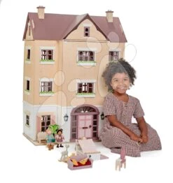 Puppenhaus Aus Holz Fantail Hall Tender Leaf Toys 3 Etagen Mit Terrassen Mit Pflanzen Und Einer Bank -Tender Leaf tl8126 f tender leaf fantail hall