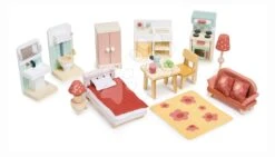 Stadtspielhaus Für Eine Puppe Aus Holz Foxtail Villa Tender Leaf Toys Rosa 12 Teile Mit Möbeln, Höhe 71 Cm -Tender Leaf tl8128 f tender leaf domcek