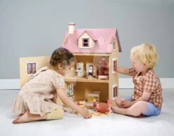 Stadtspielhaus Für Eine Puppe Aus Holz Foxtail Villa Tender Leaf Toys Rosa 12 Teile Mit Möbeln, Höhe 71 Cm -Tender Leaf tl8128 h tender leaf domcek