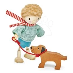 Holzfigur Vater Mit Hund Mr. Goodwood Tender Leaf Toys Bei Einem Spaziergang Im Pullover