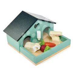 Hölzerne Hasen In Einem Kleinen Haus Pet Rabit Set Tender Leaf Toys Mit Karotten