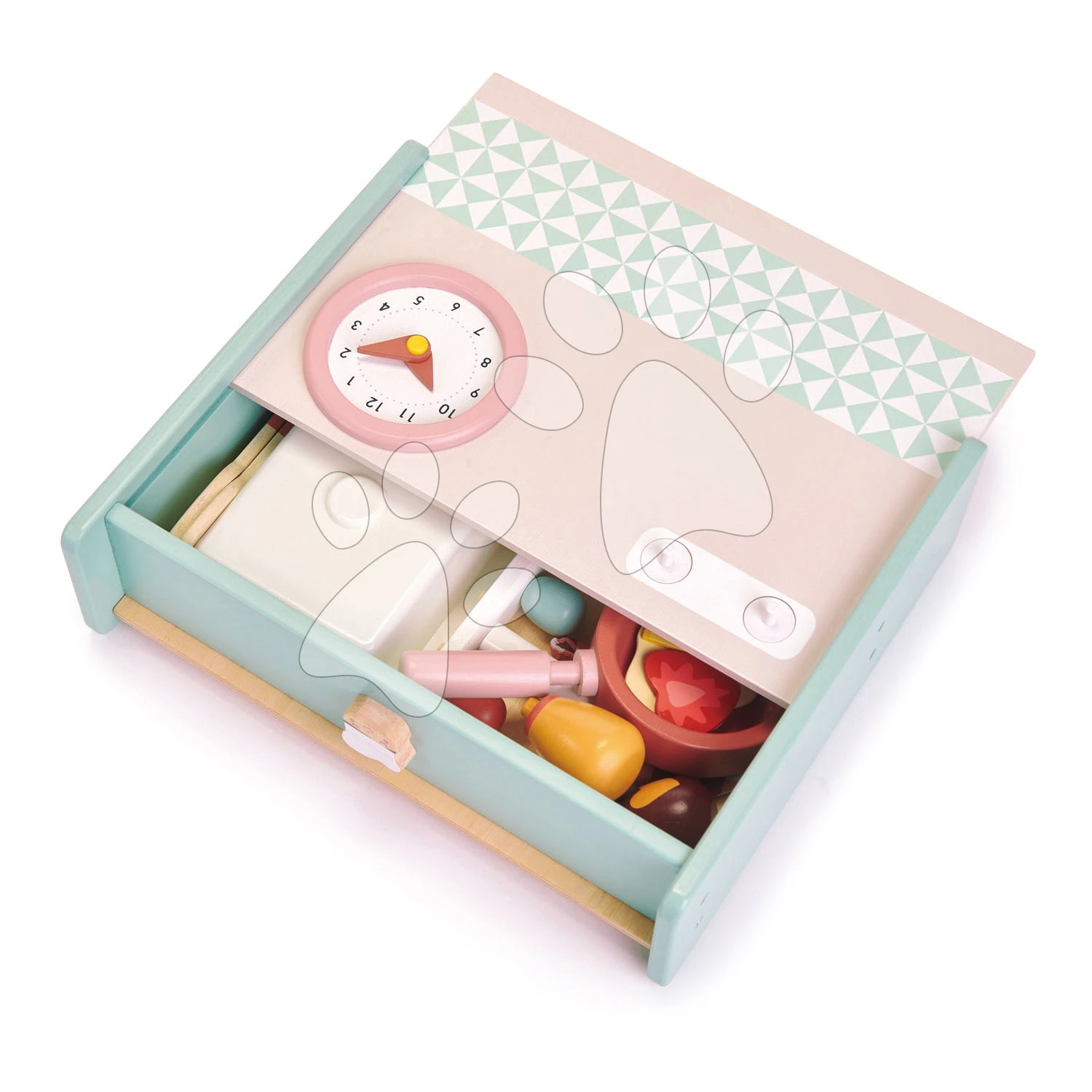 Holzküche In Der Schublade Kitchenette Tender Leaf Toys Mit Uhr Pfanne Lebensmitteln 1 Holzküche In Der Schublade Kitchenette Tender Leaf Toys Mit Uhr Pfanne Lebensmitteln