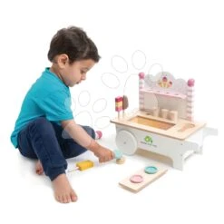Eiswagen Aus Holz Ice Cream Cart Tender Leaf Toys Auf Rädern 15 Stück Mit Eis Am Stiel Und Eiscreme