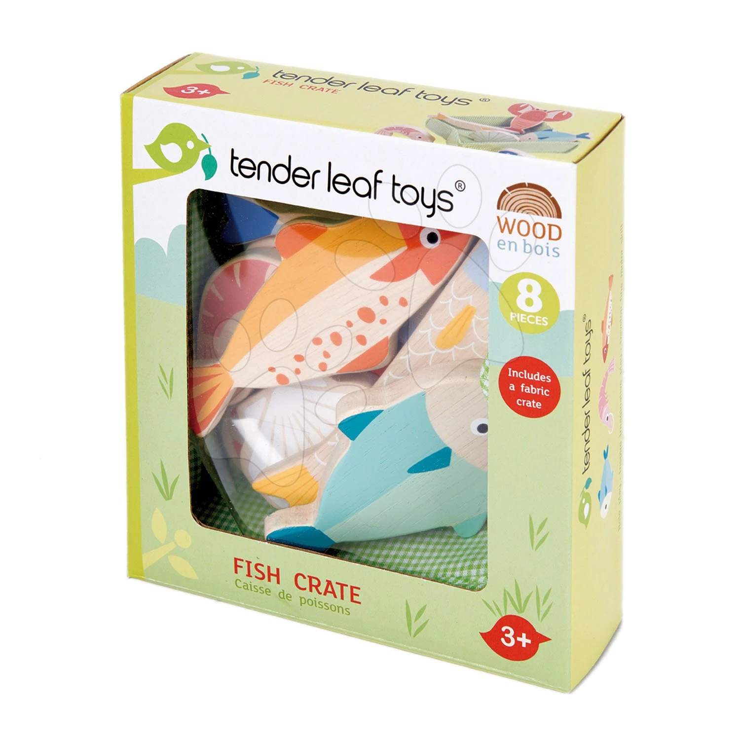 Fisch Und Meeresfrüchte Aus Holz Fish Crate Tender Leaf Toys 7 Stück Im Textilkorb 2 Fisch Und Meeresfrüchte Aus Holz Fish Crate Tender Leaf Toys 7 Stück Im Textilkorb – Bild 2