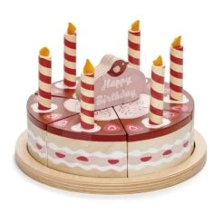 Schokoladentorte Aus Holz Chocolate Birthday Cake Tender Leaf Toys 6 Stück Mit 6 Kerzen