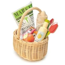 Holzkorb Mit Tulpen Wicker Shopping Basket Tender Leaf Toys Mit Schokolade Limo Käse Und Anderen Lebensmitteln -Tender Leaf tl8286 e tender leaf kosik