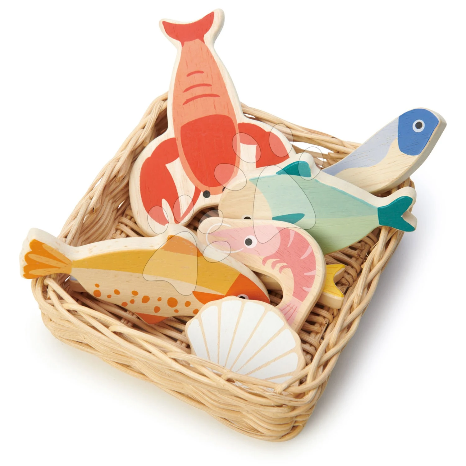 Holzkorb Mit Meeresfrüchten Seafood Basket Tender Leaf Toys Mit Fisch Und Muscheln 1 Holzkorb Mit Meeresfrüchten Seafood Basket Tender Leaf Toys Mit Fisch Und Muscheln