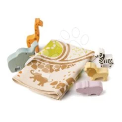 Holztiere Safari Playmat Tender Leaf Toys Mit Spielmatte Aus Leinen