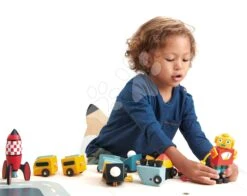 Raumautos Aus Holz Space Race Tender Leaf Toys Dreiteilig Faltbar Kombinierbar -Tender Leaf tl8342 n tender leaf space race