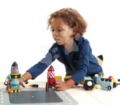 Raumautos Aus Holz Space Race Tender Leaf Toys Dreiteilig Faltbar Kombinierbar -Tender Leaf tl8342 o tender leaf space race
