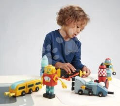 Raumautos Aus Holz Space Race Tender Leaf Toys Dreiteilig Faltbar Kombinierbar -Tender Leaf tl8342 r tender leaf space race