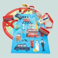 Holzstadt Mit Figuren London Story Bag Tender Leaf Toys Auf Einer Runden Leinentasche Mit Kartendruck -Tender Leaf tl8354 tl8361 tl8473 tb1901 a bundle 2