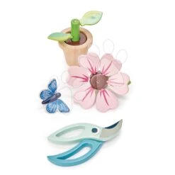 Holzblume Im Topf Blossom Flowerpot Tender Leaf Toys Abnehmbar Mit Schmetterling Und Schere
