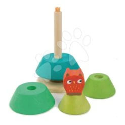 Hölzerner Klappbaum Mit Eule, Stacking Fir Tree Tender Leaf Toys Mit 4 Ringen Ab 18 Monaten