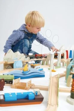 Berg-Holz-Eisenbahn Mountain View Train Set Tender Leaf Toys Reise Um Die Welt Durch Städte Und Berge 58 Teile Und Zubehör -Tender Leaf tl8703 d tender leaf vlackodraha