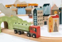 Berg-Holz-Eisenbahn Mountain View Train Set Tender Leaf Toys Reise Um Die Welt Durch Städte Und Berge 58 Teile Und Zubehör -Tender Leaf tl8703 e tender leaf vlackodraha