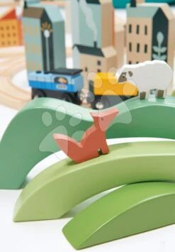 Berg-Holz-Eisenbahn Mountain View Train Set Tender Leaf Toys Reise Um Die Welt Durch Städte Und Berge 58 Teile Und Zubehör -Tender Leaf tl8703 p tender leaf vlackodraha