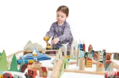 Berg-Holz-Eisenbahn Mountain View Train Set Tender Leaf Toys Reise Um Die Welt Durch Städte Und Berge 58 Teile Und Zubehör -Tender Leaf tl8703 z3 tender leaf vlackodraha