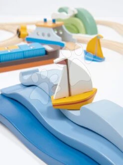 Ozean Aus Holz Blue Water Tender Leaf Toys Mit Drei Wellen Und Einem Boot 15 Ozean Aus Holz Blue Water Tender Leaf Toys Mit Drei Wellen Und Einem Boot -Tender Leaf tl8755 h tender leaf costal set