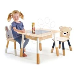 Kindermöbel Aus Holz Forest Table And Chairs Tender Leaf Toys Ein Tisch Mit Stauraum Und Zwei Stühlen Bär Und Hase
